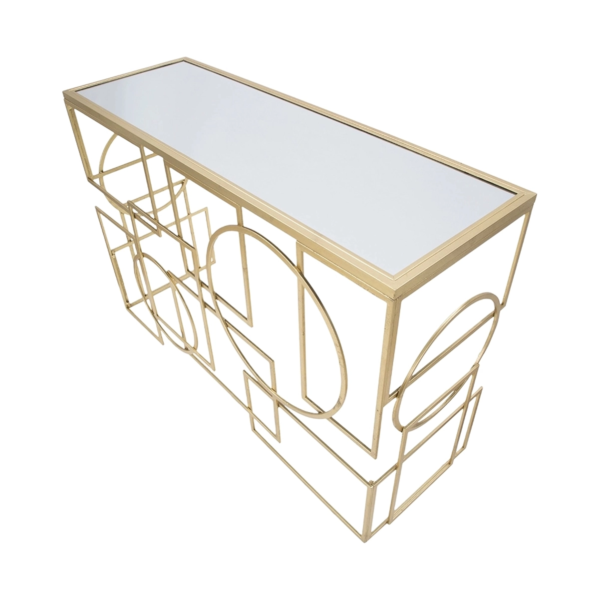 Marie Gold Metal Console Table 120x41 cm with Mirrored Top — 4