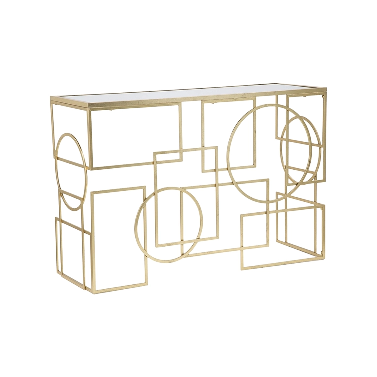 Marie Gold Metal Console Table 120x41 cm with Mirrored Top — 1