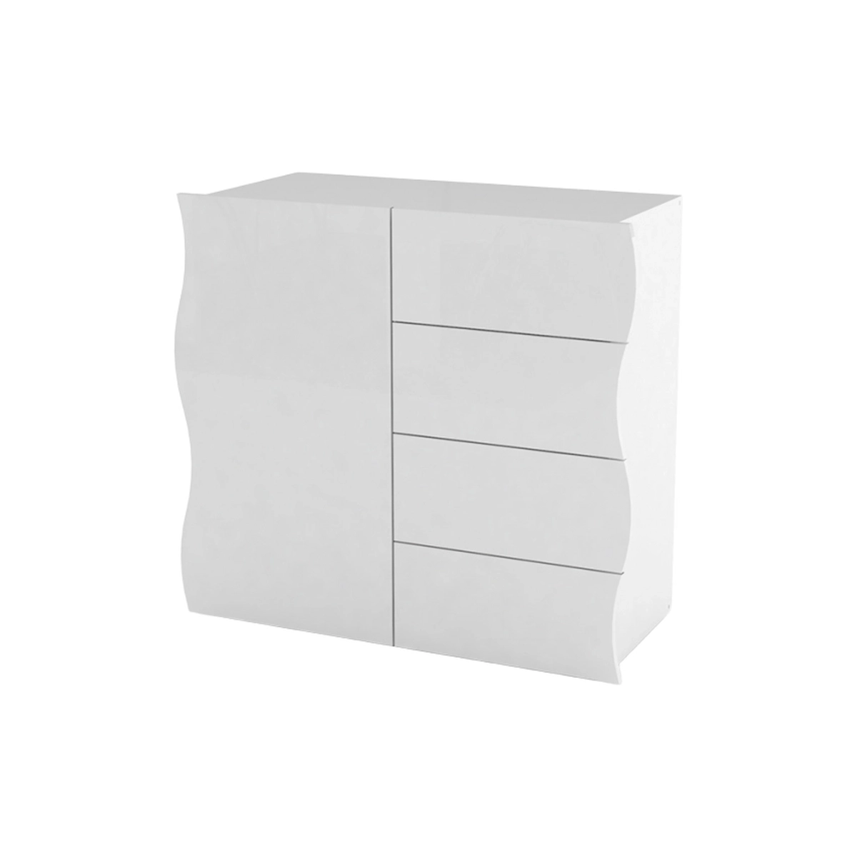 Onda Living White Sideboard with 1 Door and 4 Drawers, 90cm for Kitchen or Living Room — 5