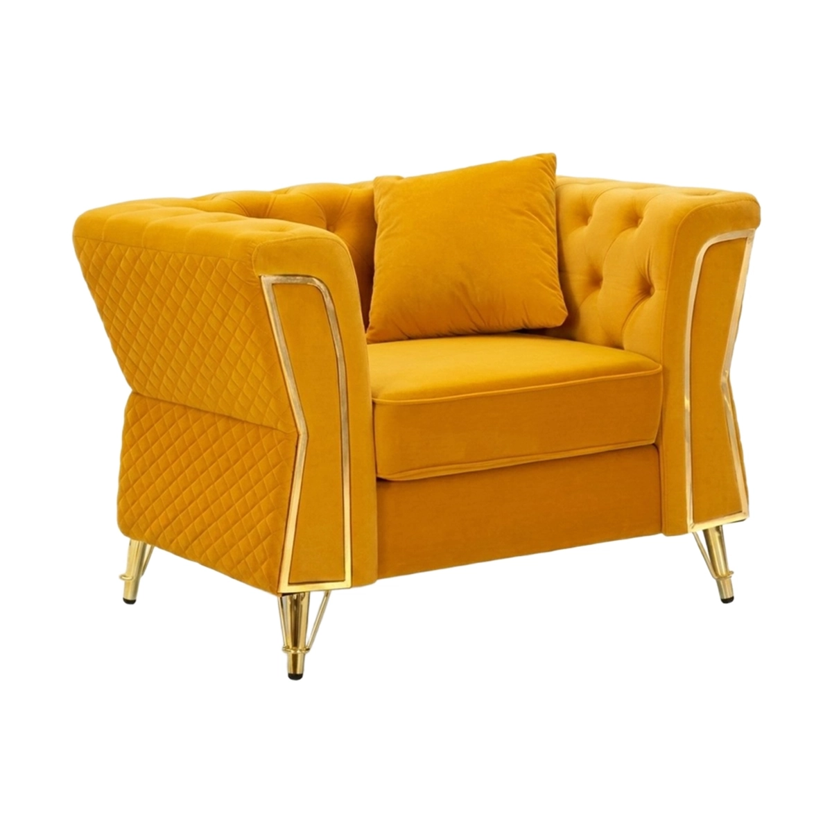Emy Velvet Upholstered Armchair with Cushion Mauro Ferretti — 1