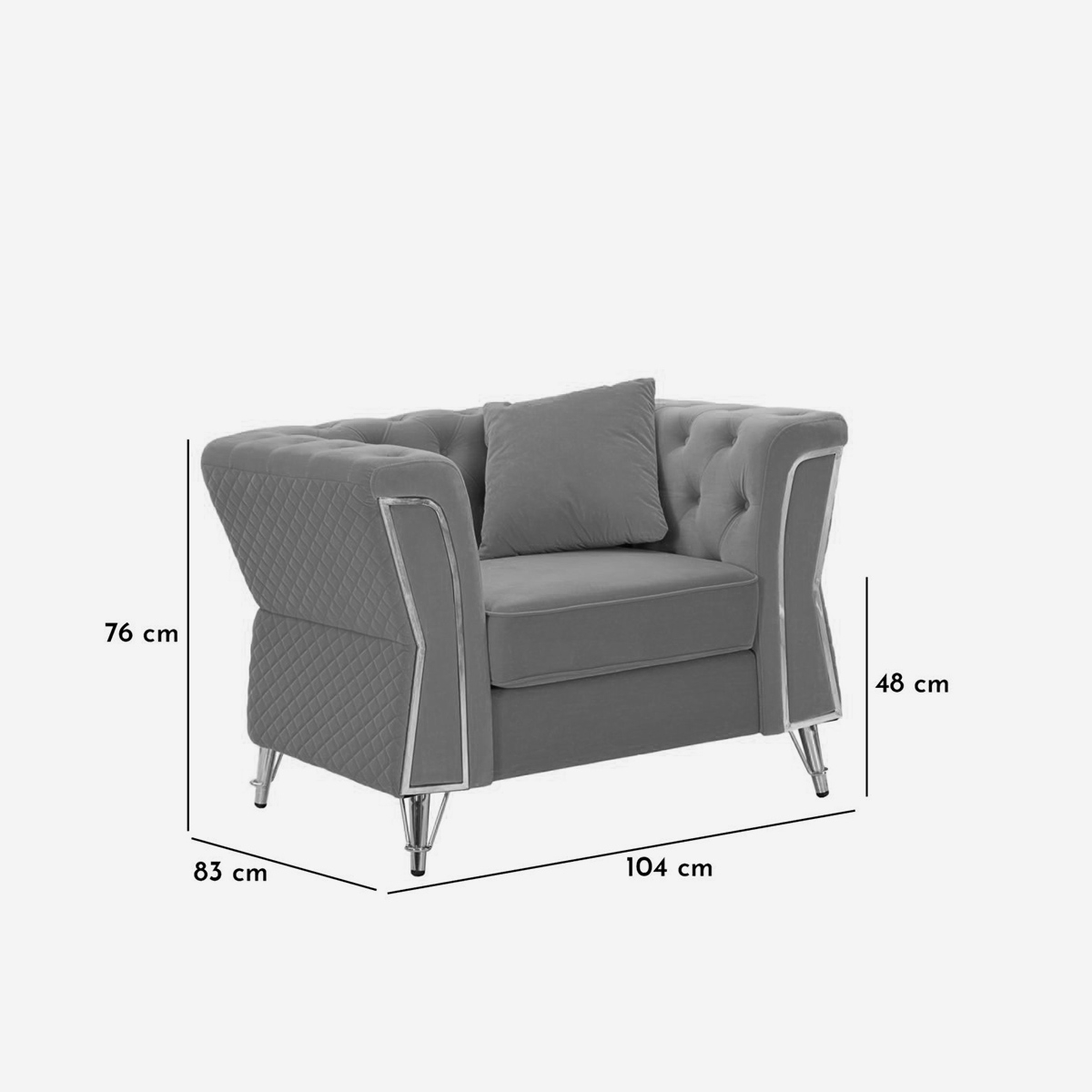 Emy Velvet Upholstered Armchair with Cushion Mauro Ferretti — 9