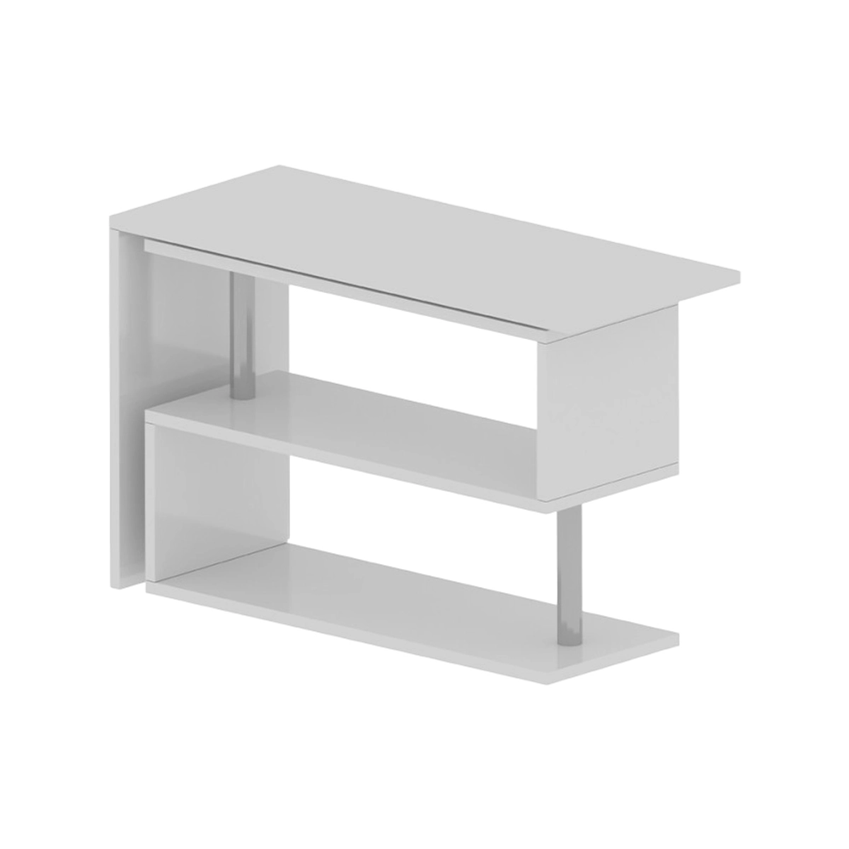 Volta WH Corner Swivel Desk with 2 Open Shelves White — 18