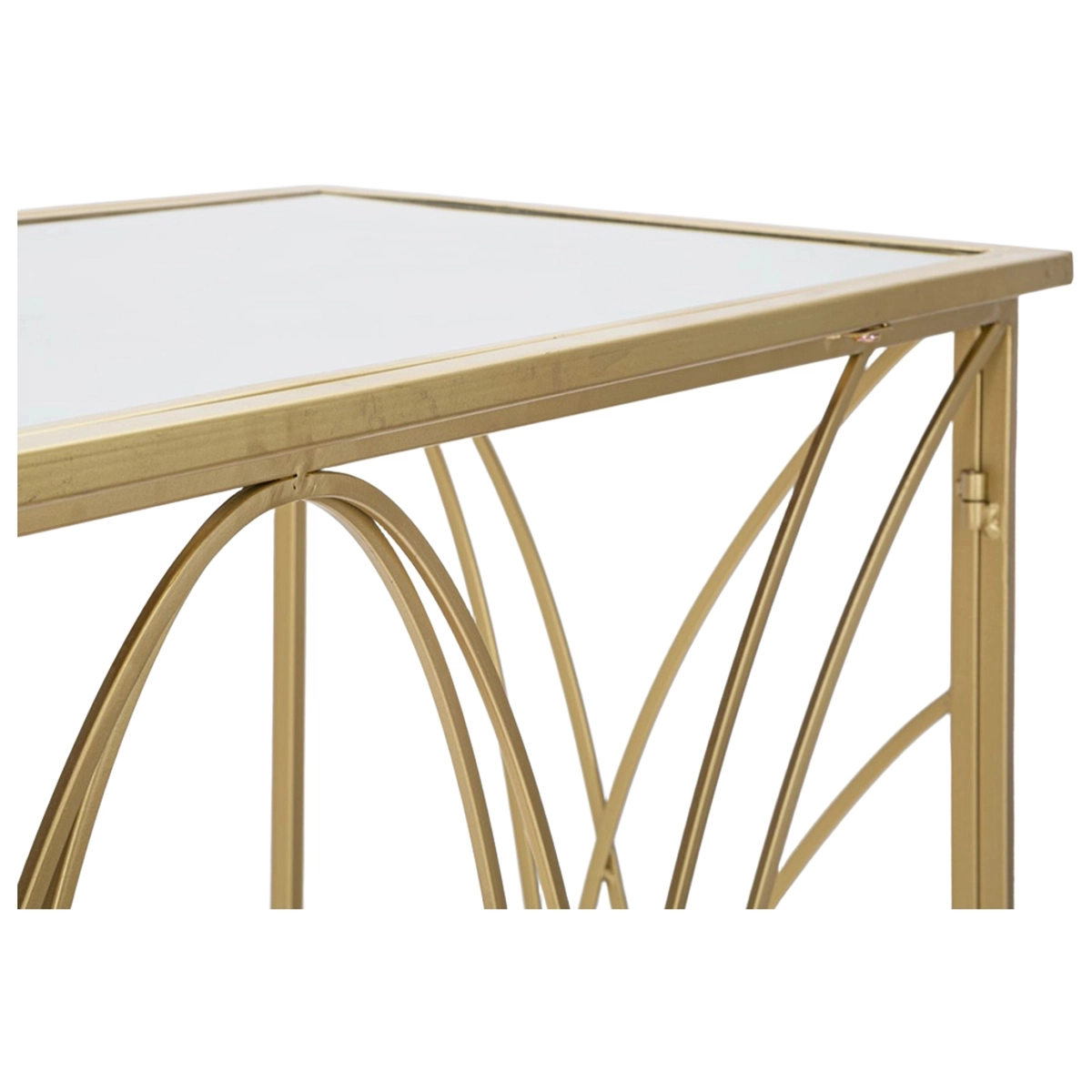 Exy Modern Console Table in Iron with Mirrored Glass Top — 5