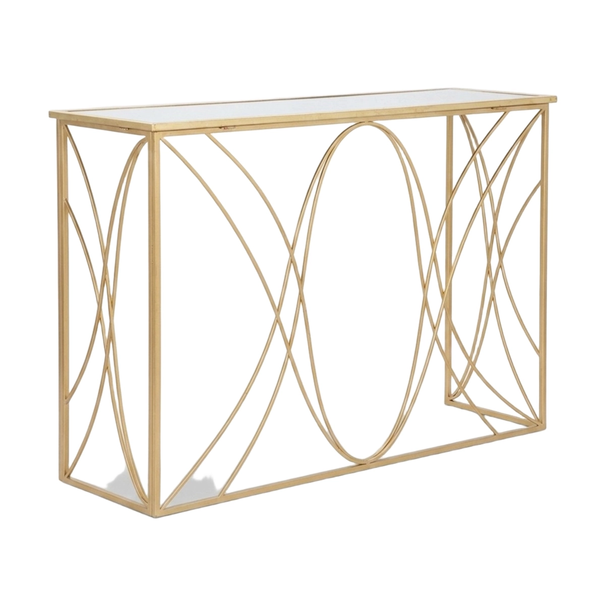 Exy Modern Console Table in Iron with Mirrored Glass Top — 3