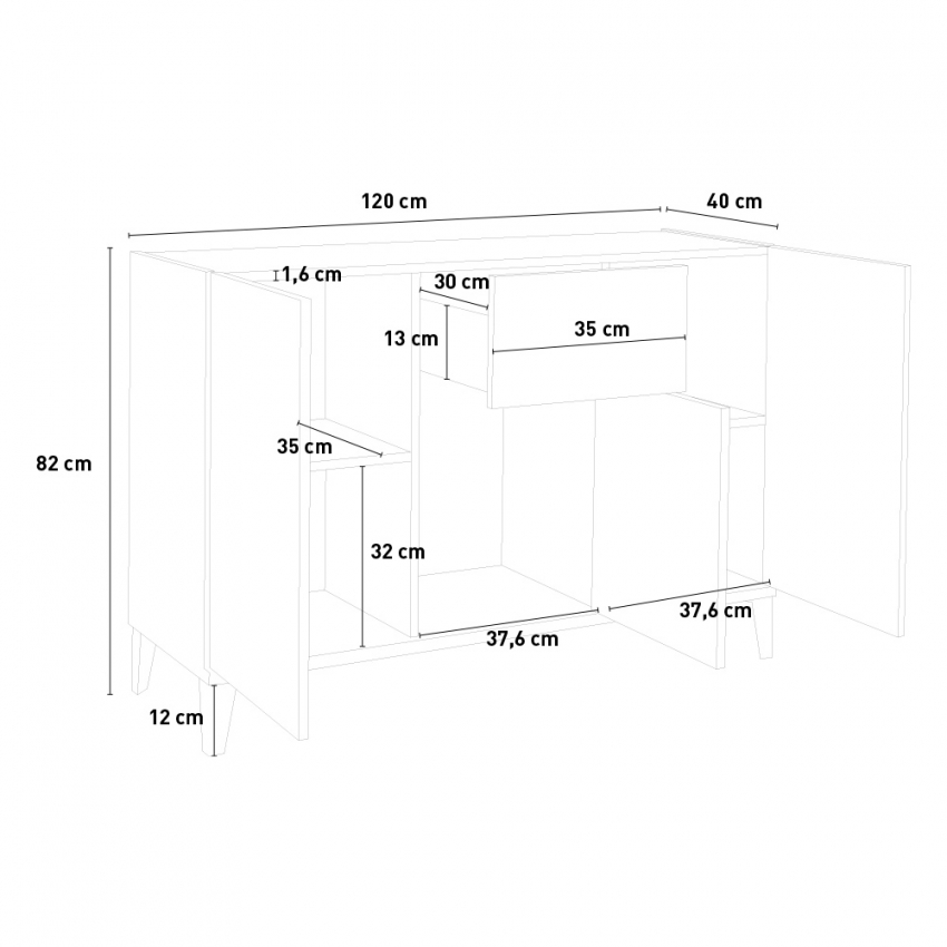Sideboard with 3 doors and drawer 120x40cm Rachel — 6