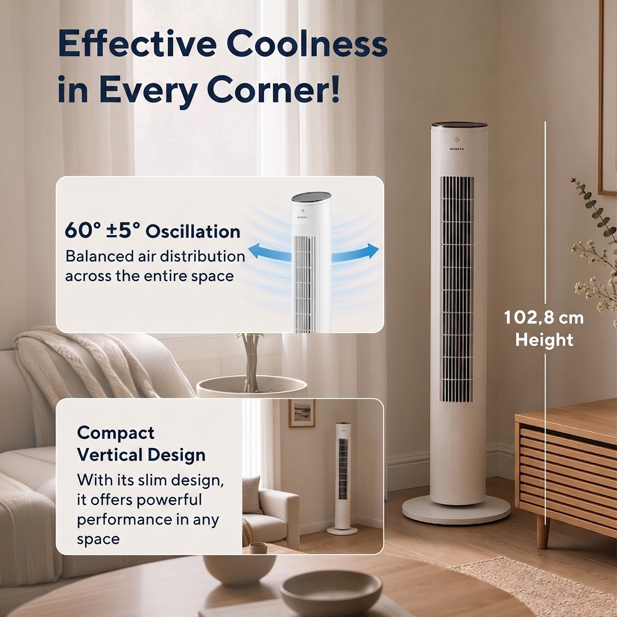 Ventilatore a torre con telecomando e timer Ktf-360