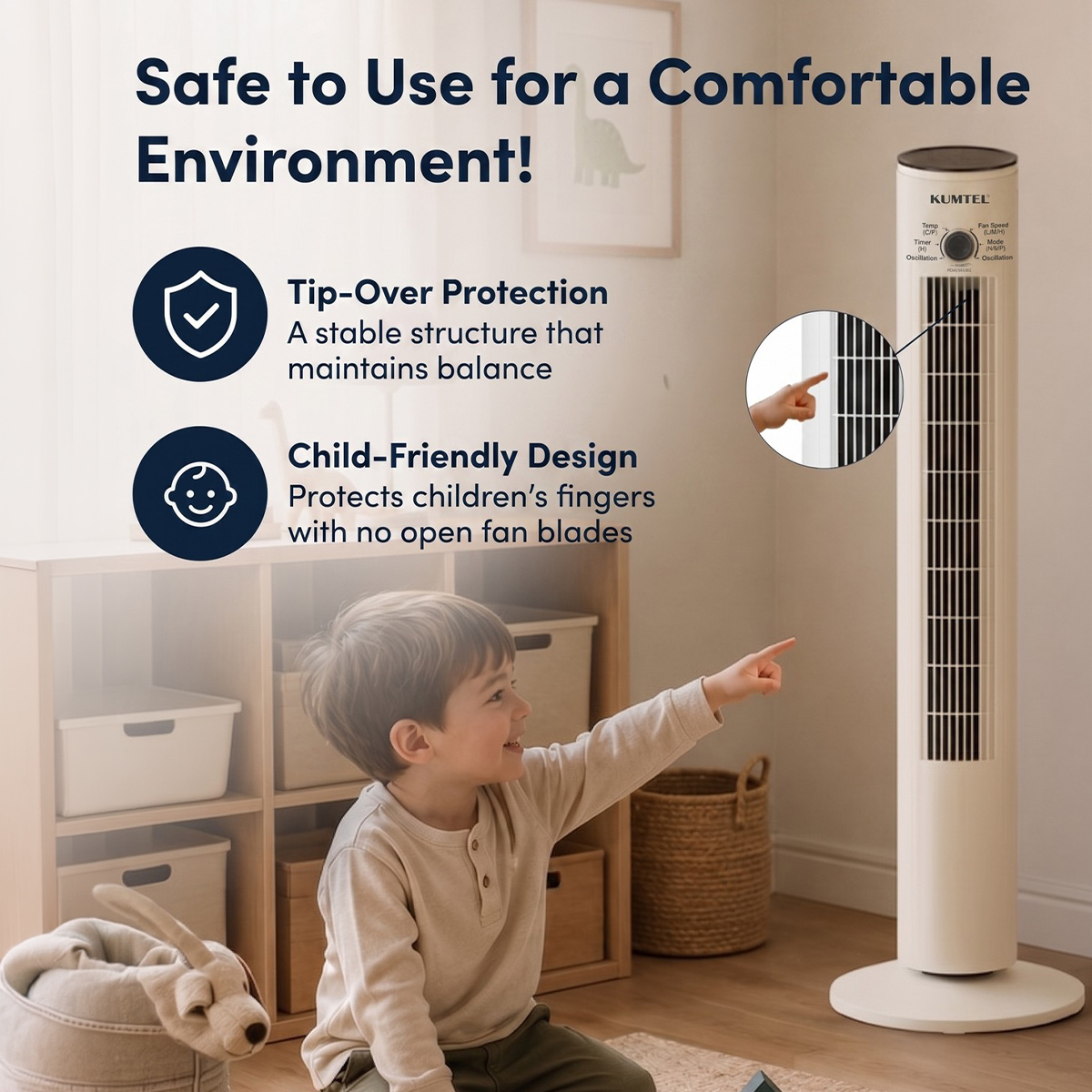 Ventilatore a torre con telecomando e timer Ktf-360