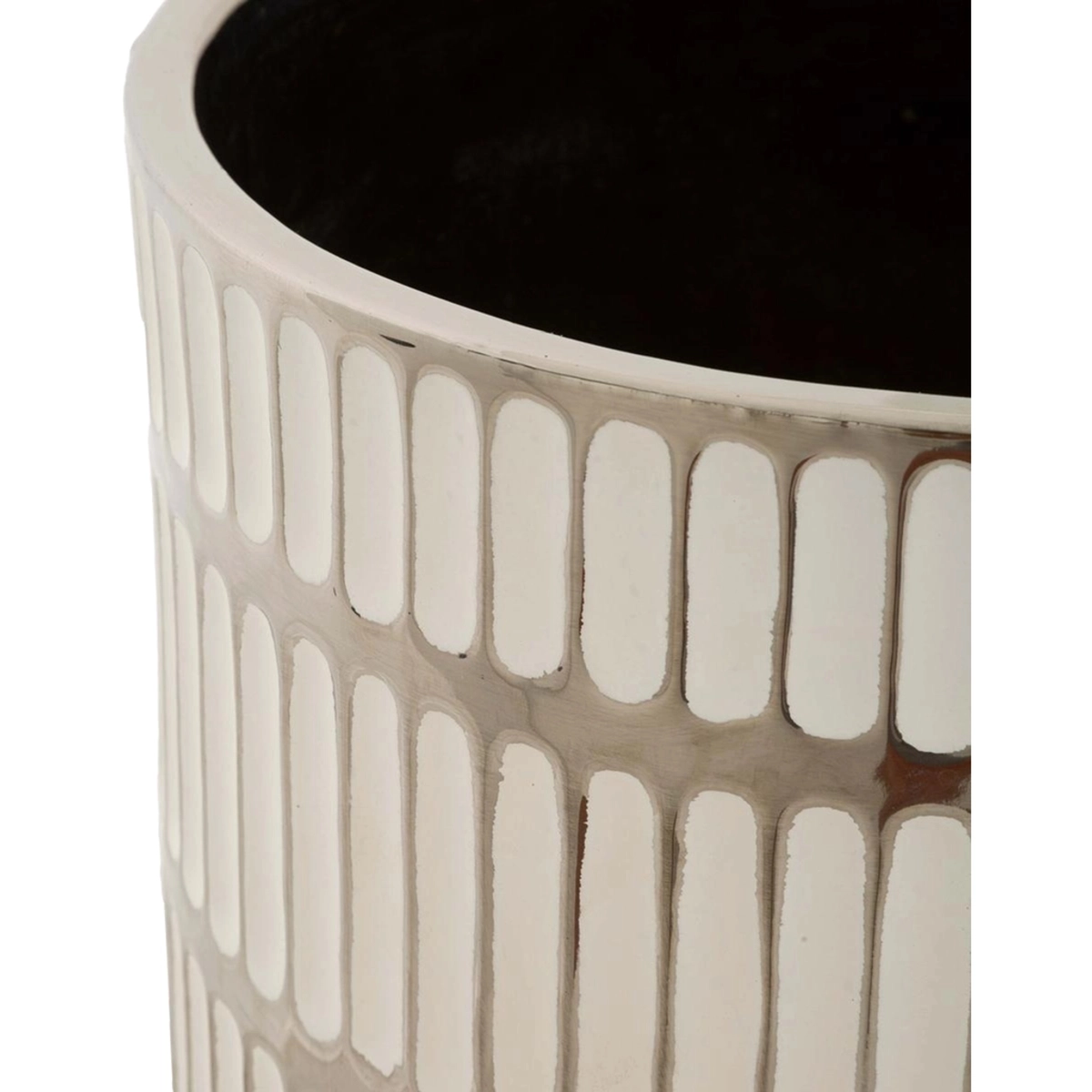 Ray Set of 2 White Ceramic Vases with Silver Accents — 5