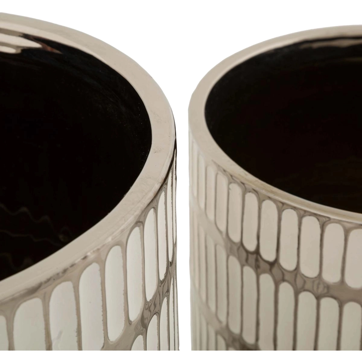 Ray Set of 2 White Ceramic Vases with Silver Accents — 4