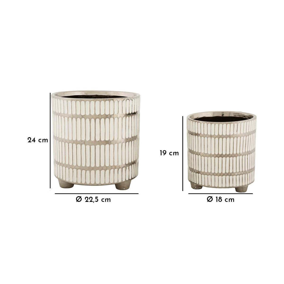 Ray Set of 2 White Ceramic Vases with Silver Accents — 6