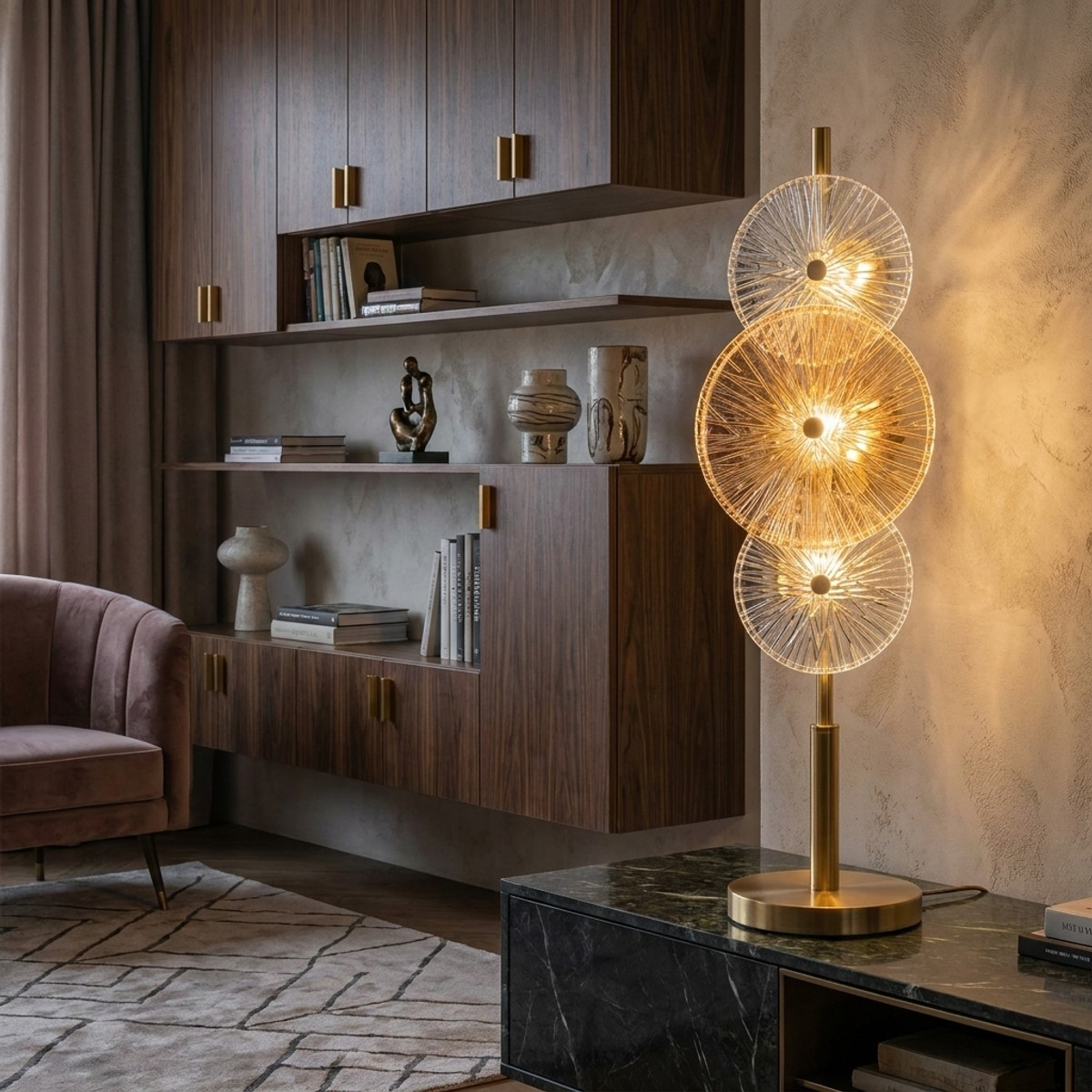 Osaka Modern Iron and Decorative Glass Table Lamp — 2