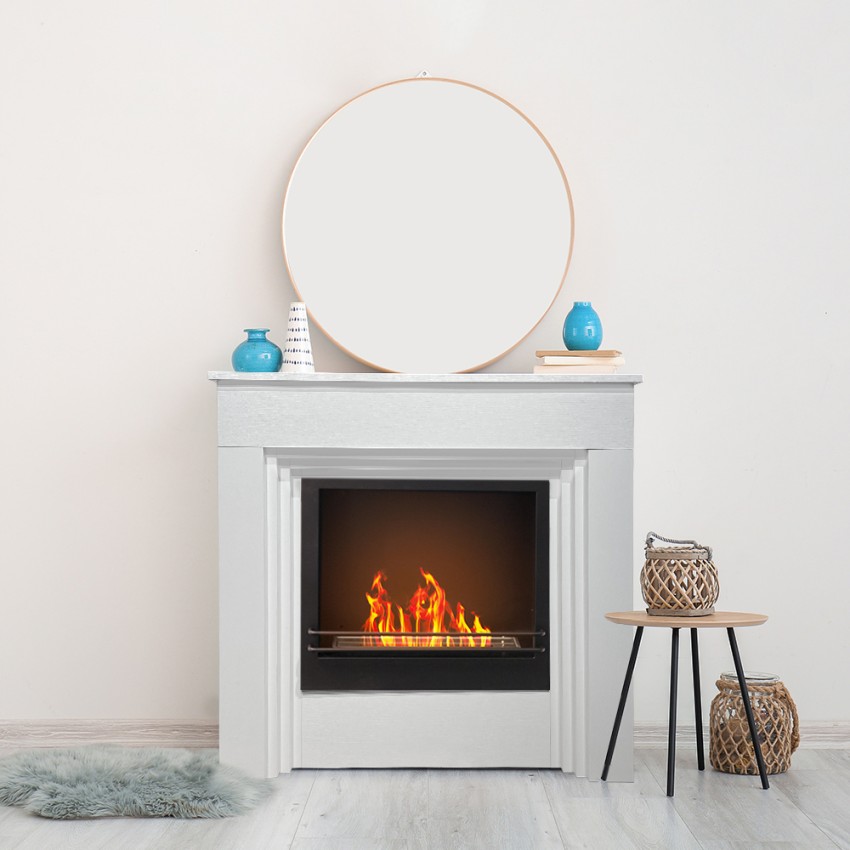 Freestanding Bioethanol Fireplace 96x35x96 cm Bellini Divina Fire — 2