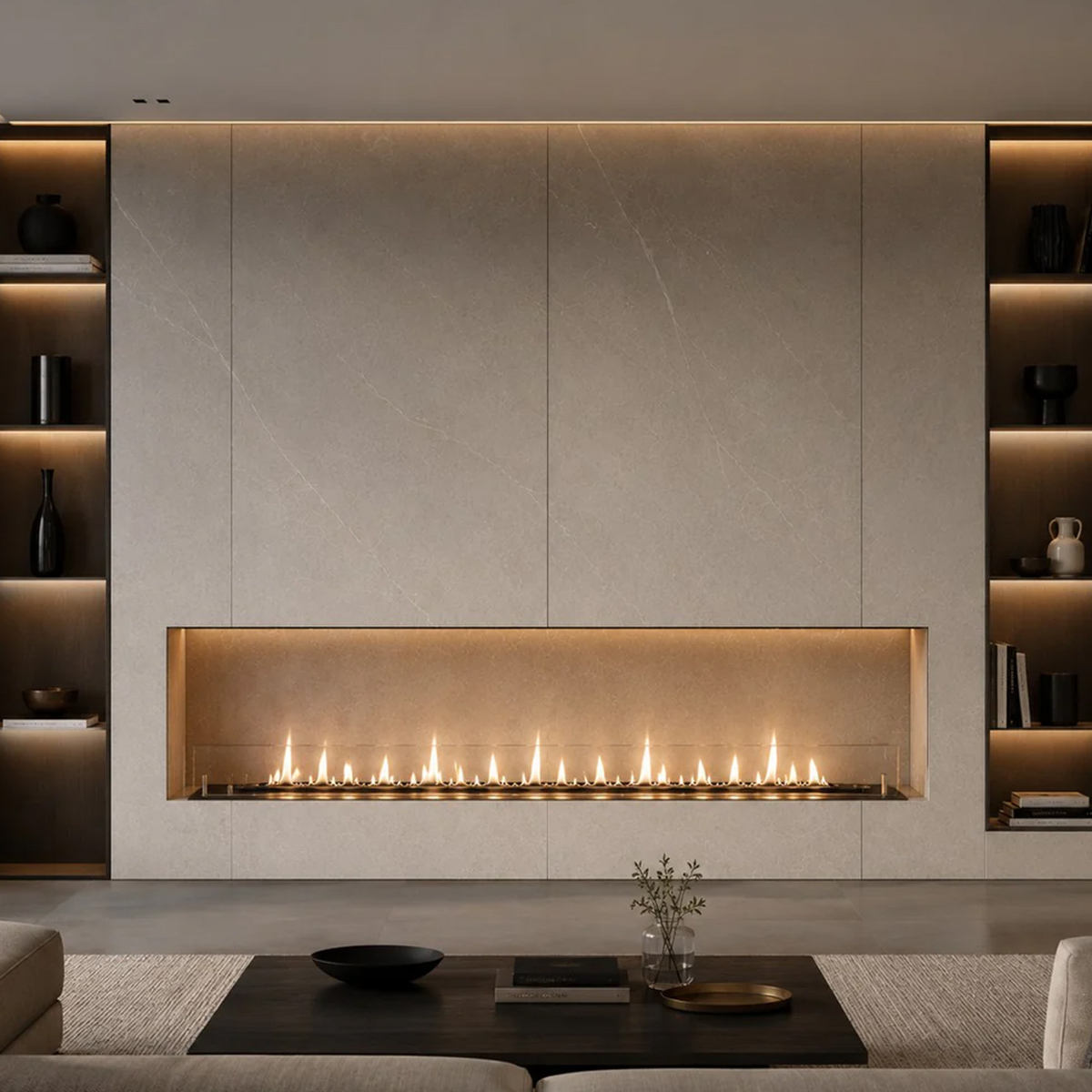 Built-in bioethanol burner 150 cm Divina Fire DF1500V with glass panels — 2