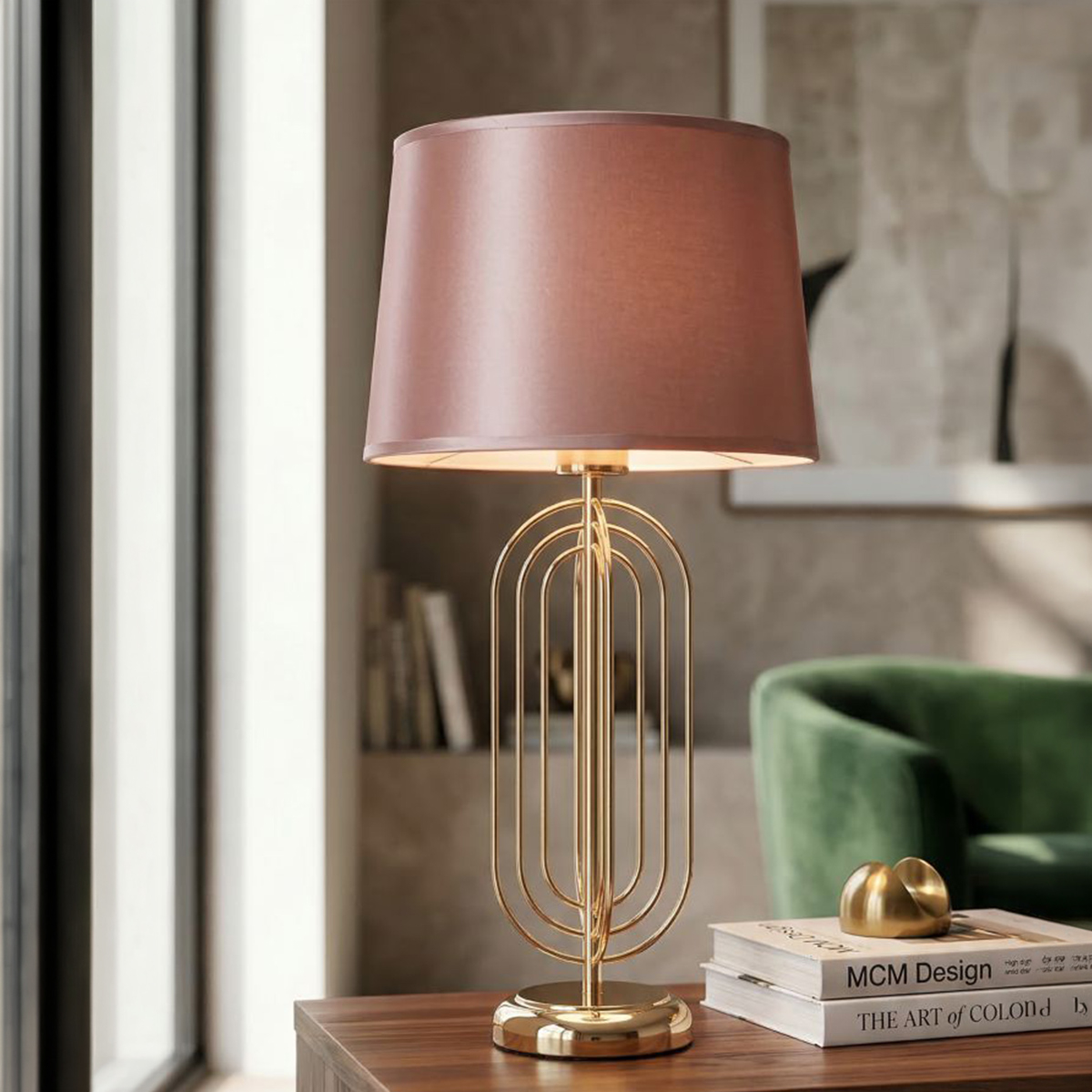 Mauro Ferretti Krista 55 Glam Table Lamp in Metal and Fabric — 2