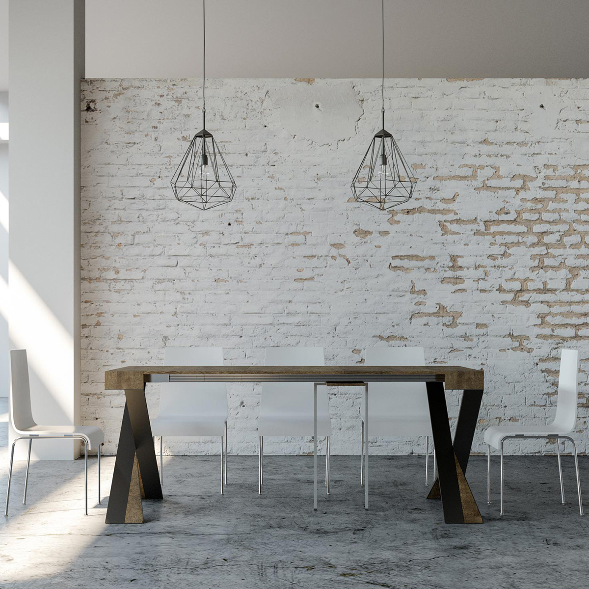 Extending console table 90x40-300cm wood design Diago Noix — 3