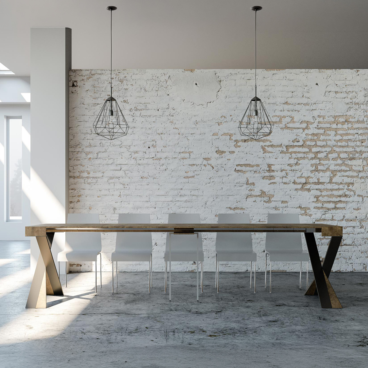 Extending console table 90x40-300cm wood design Diago Noix — 4