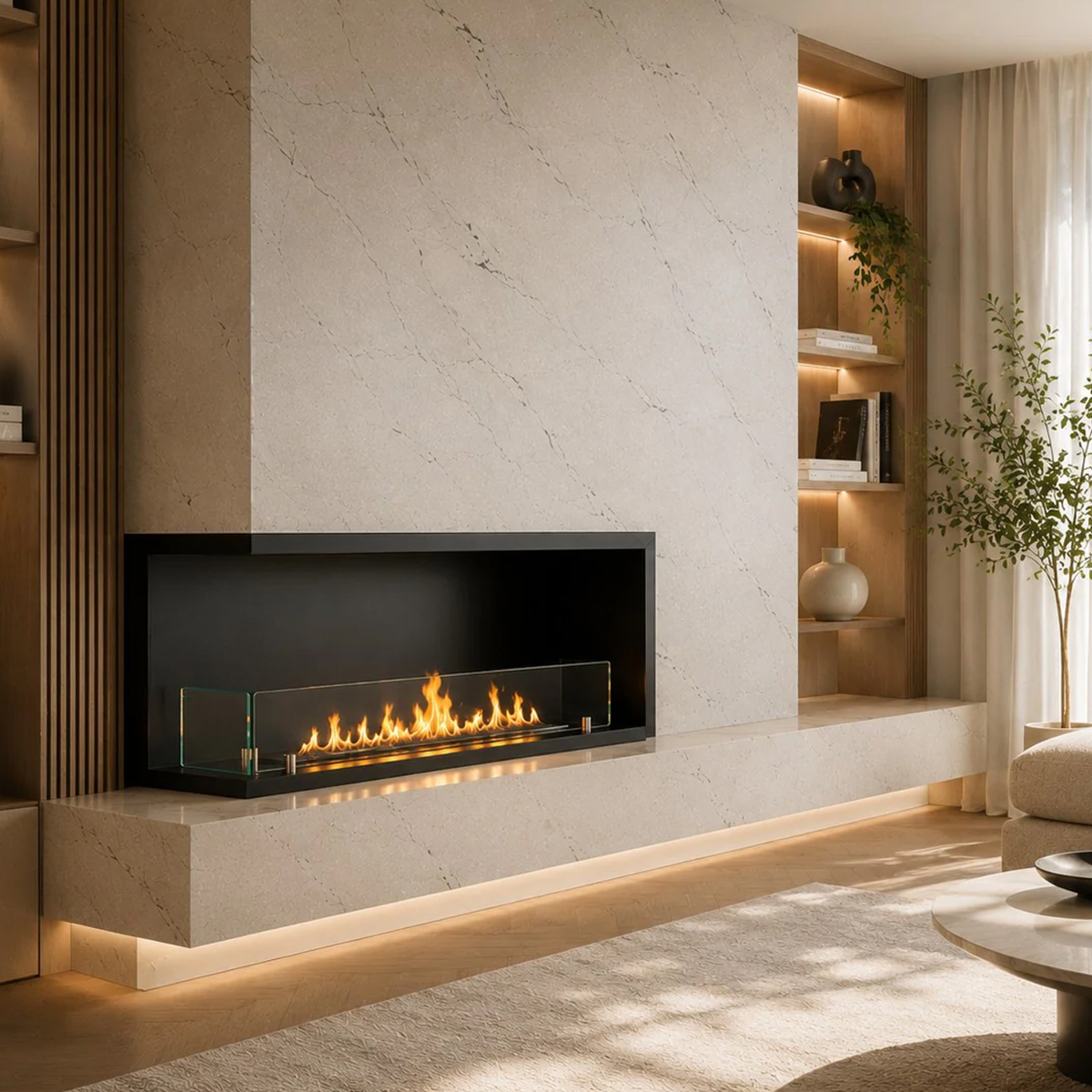 Urano120 Topline Corner Built-In Bioethanol Fireplace Divina Fire — 2