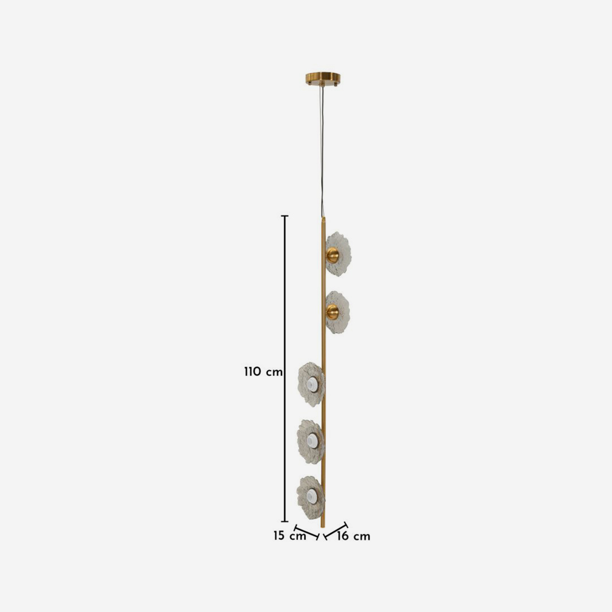 Emily Vertical Pendant Lamp in Glass and Iron — 4