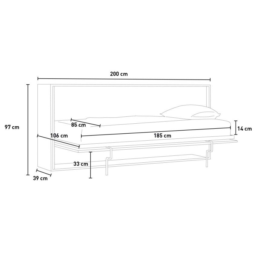 Kando CM Horizontal Foldaway Single Bed Concrete Grey Itamoby — 5
