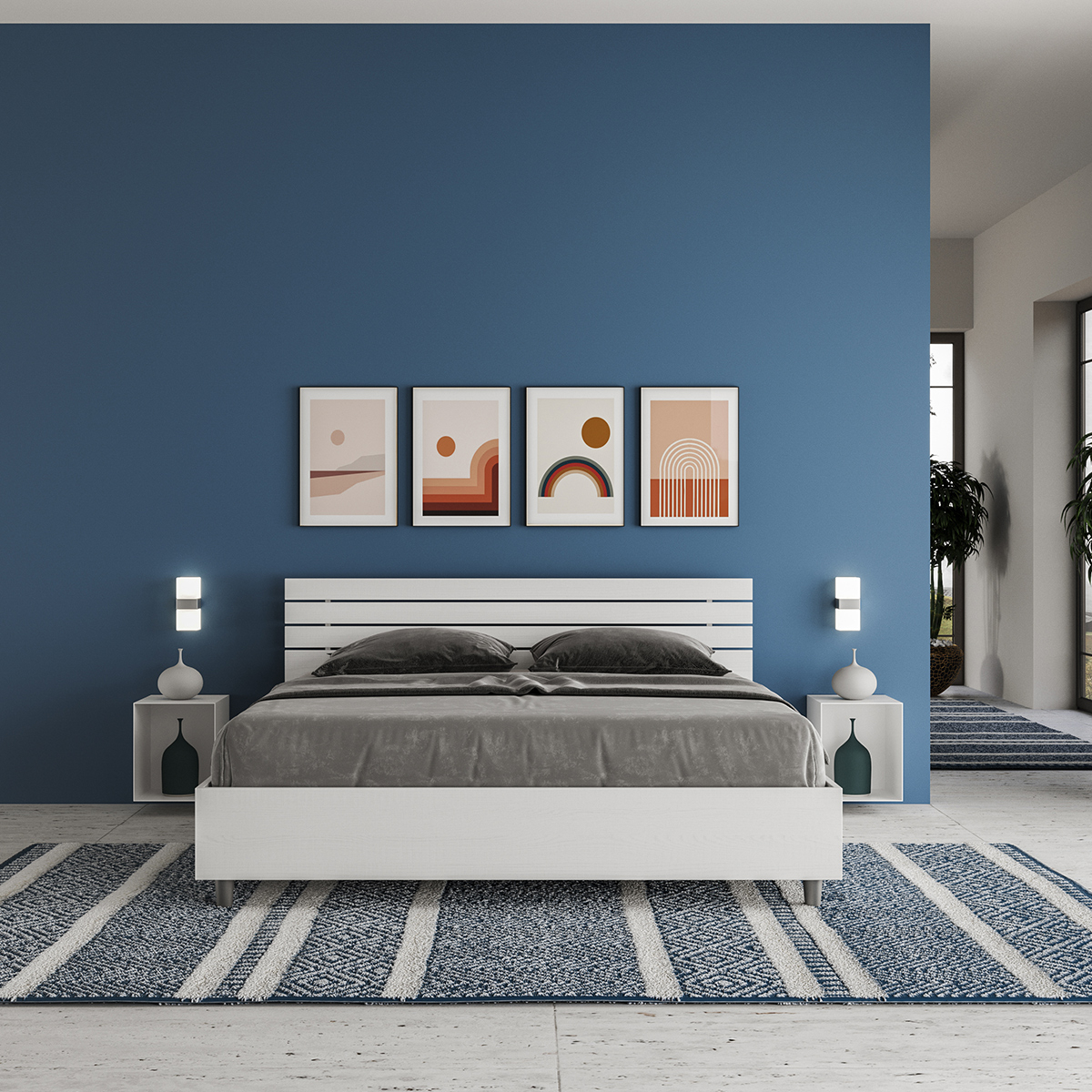 Ankel Double Storage Bed 160x200 cm with Slanted Headboard — 4