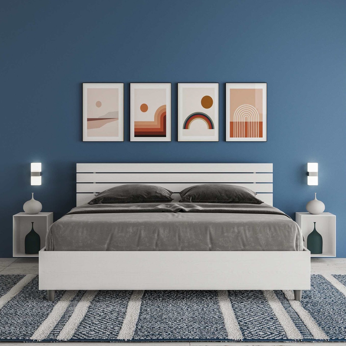 Ankel Double Storage Bed 160x200 cm with Slanted Headboard — 3