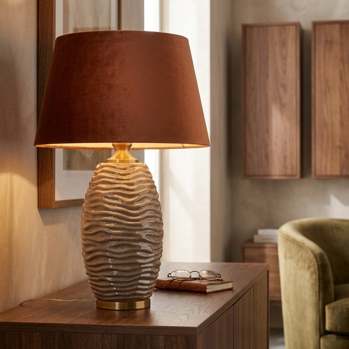 Praga B Glass and Fabric Table Lamp — 2