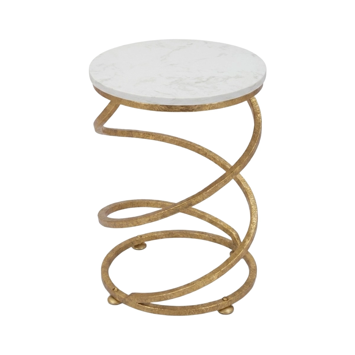 Spiral Marble Round Side Table in Metal and Marble — 3