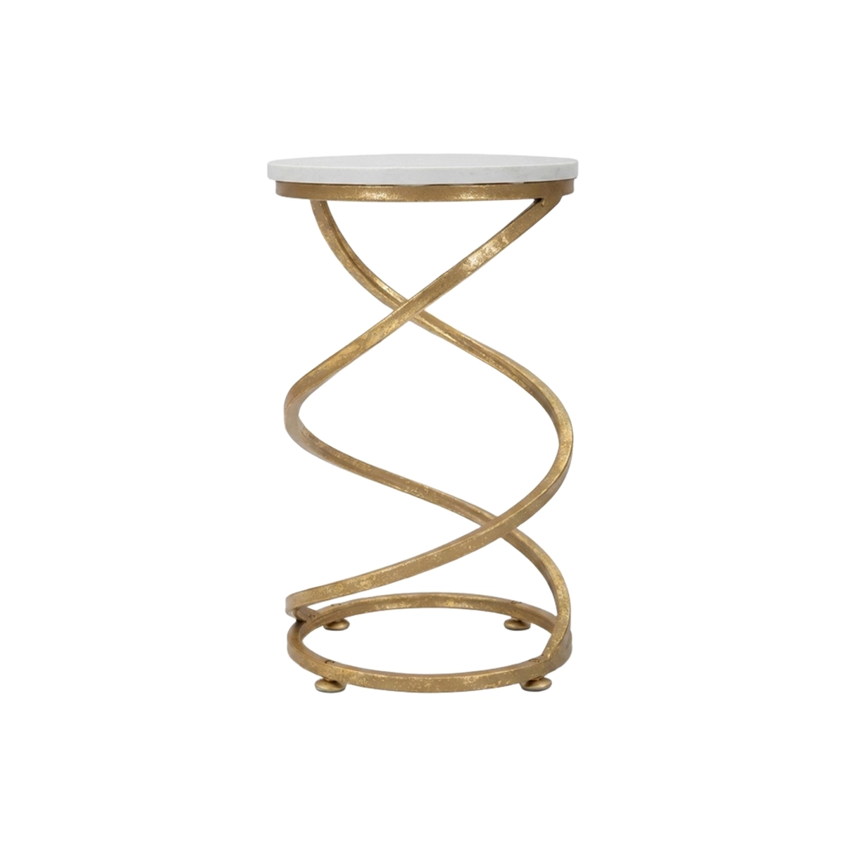 Spiral Marble Round Side Table in Metal and Marble — 1