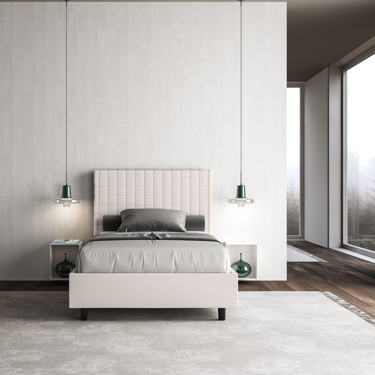 Single Storage Bed 100x200 Faux Leather Sunny S2 Itamoby — 3