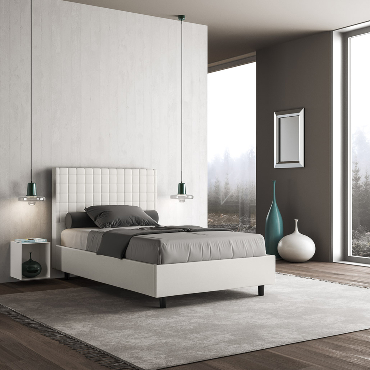 Single Storage Bed 100x200 Faux Leather Sunny S2 Itamoby — 2