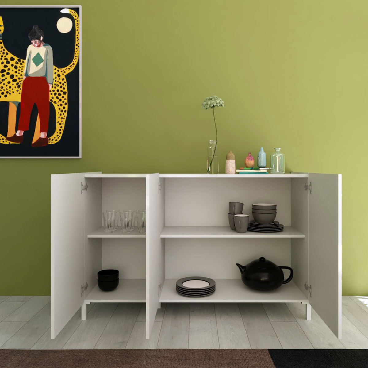 Solaria Modern 3 Door Sideboard Buffet 130x40x84 cm — 3