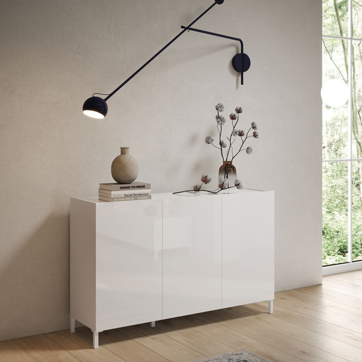 Solaria Modern 3 Door Sideboard Buffet 130x40x84 cm — 2