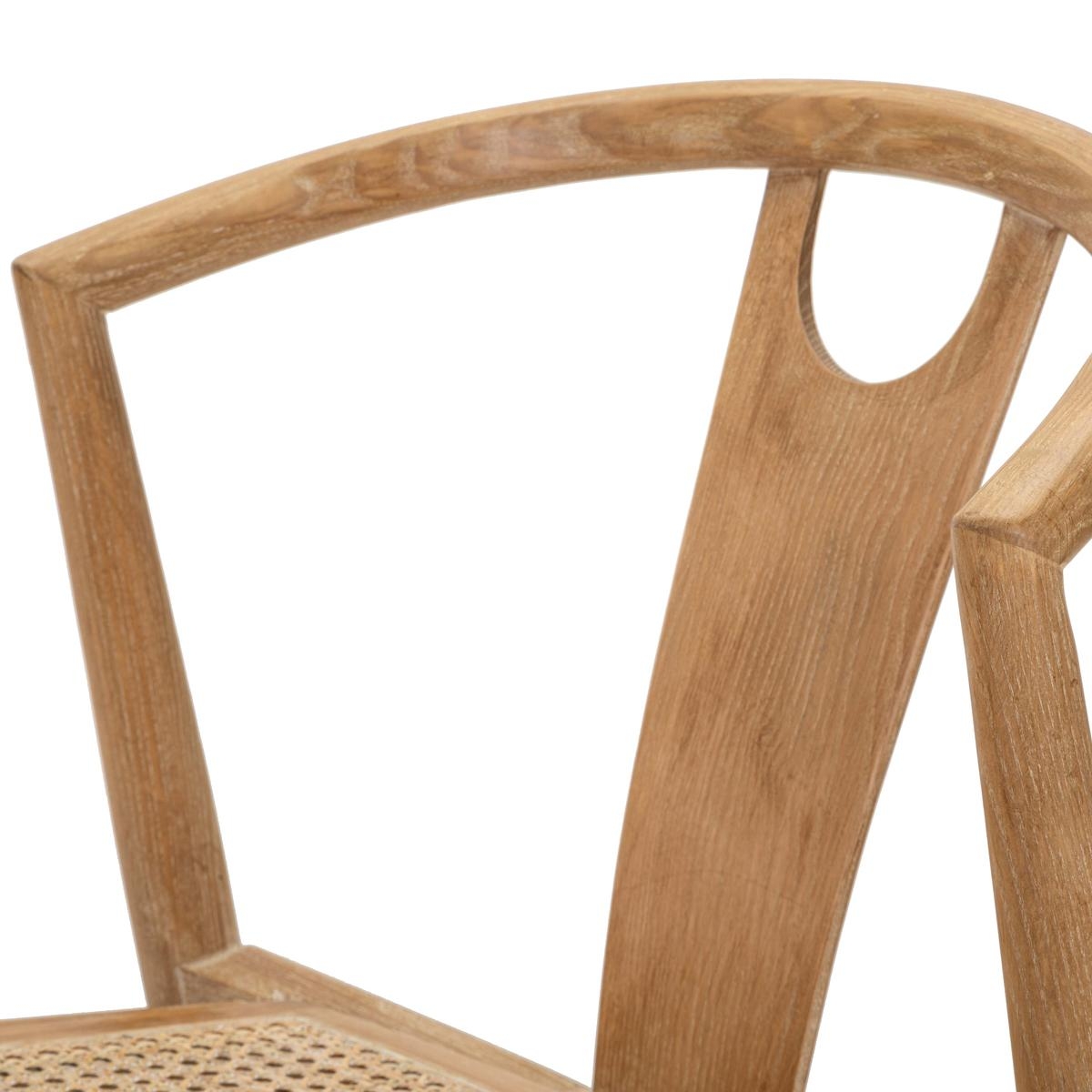 Set of 2 Wooden Dining Chairs with Woven Rattan Seat Japan — 9