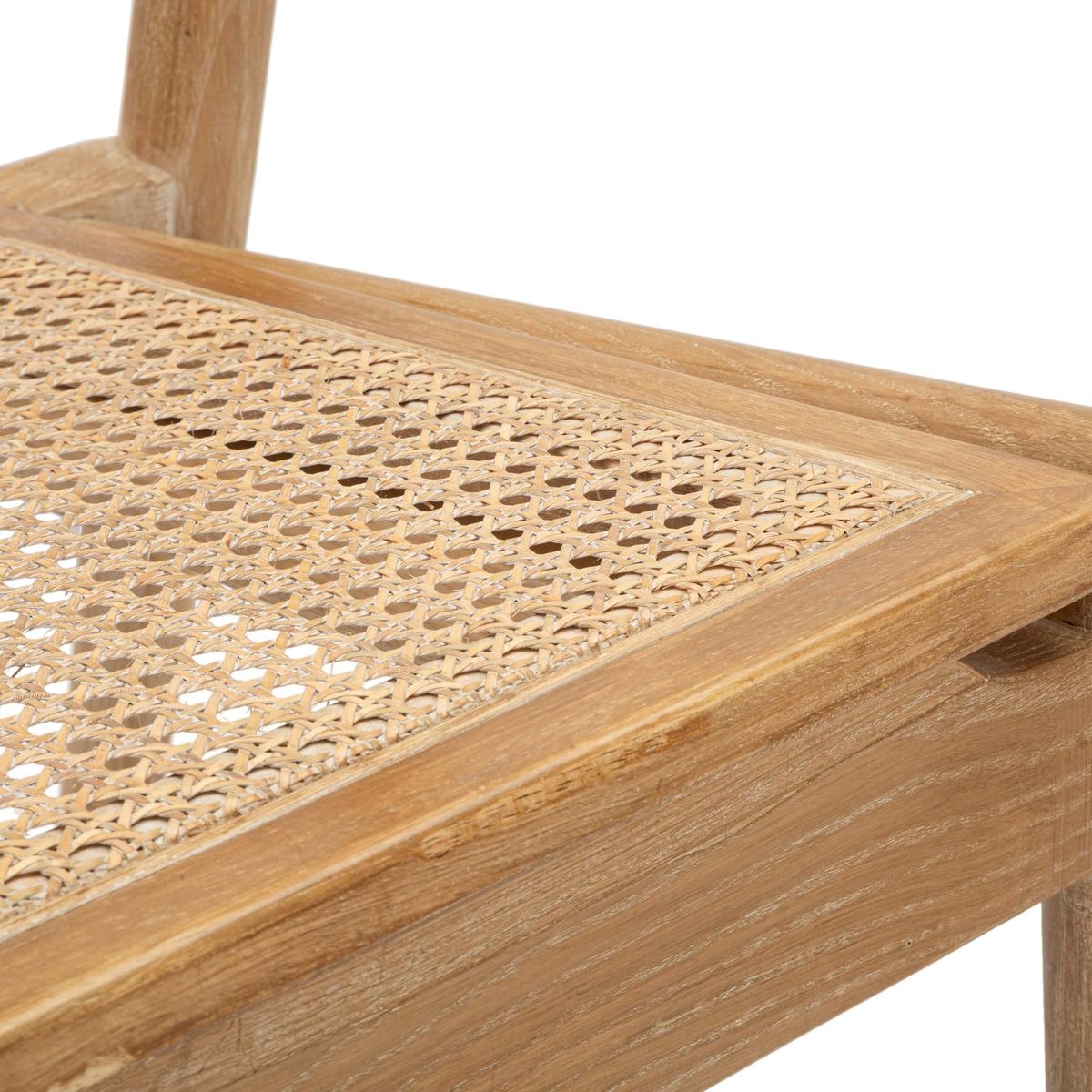 Set of 2 Wooden Dining Chairs with Woven Rattan Seat Japan — 10