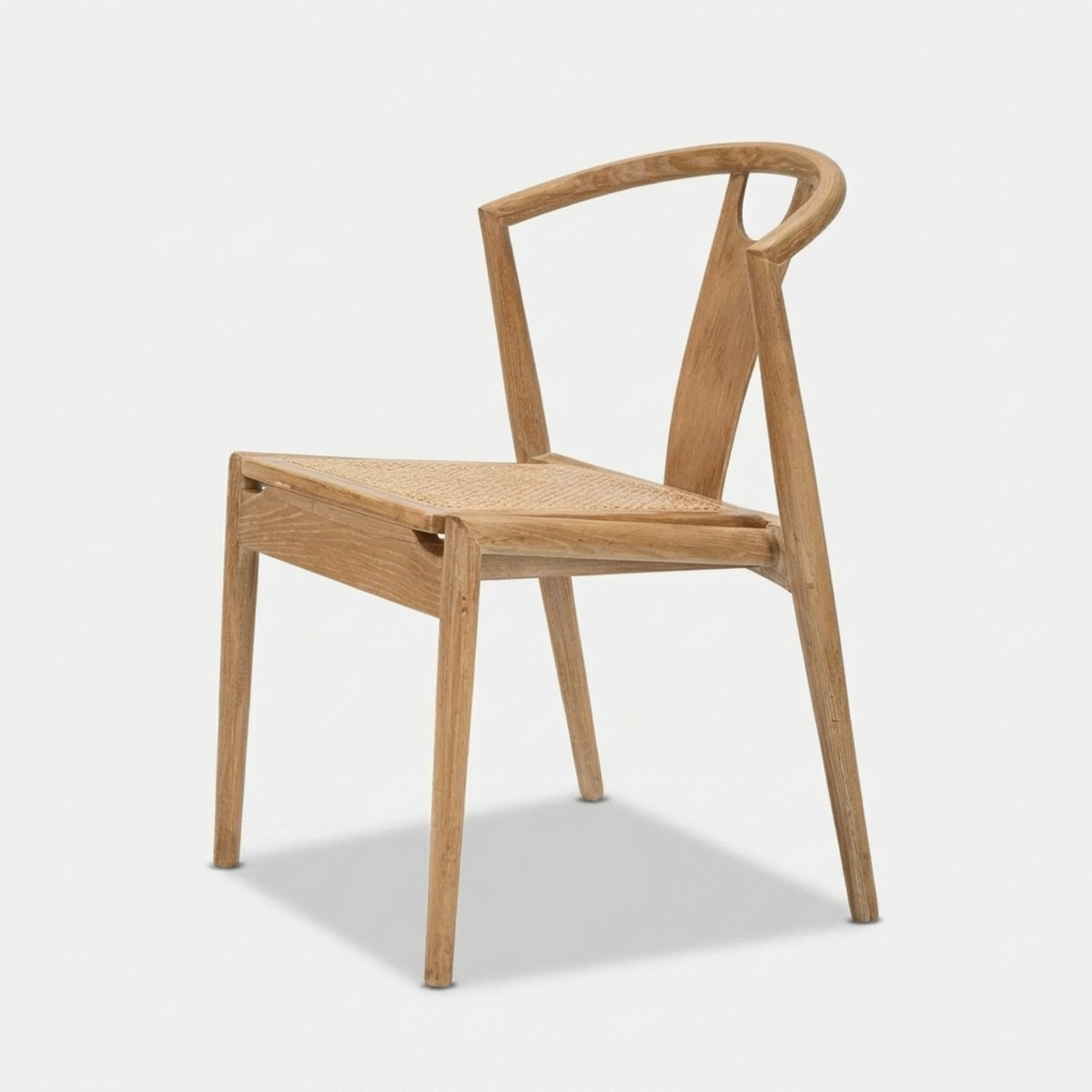 Set of 2 Wooden Dining Chairs with Woven Rattan Seat Japan — 5