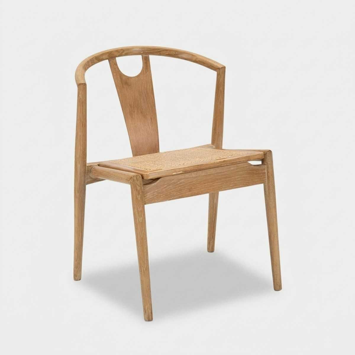 Set of 2 Wooden Dining Chairs with Woven Rattan Seat Japan — 3