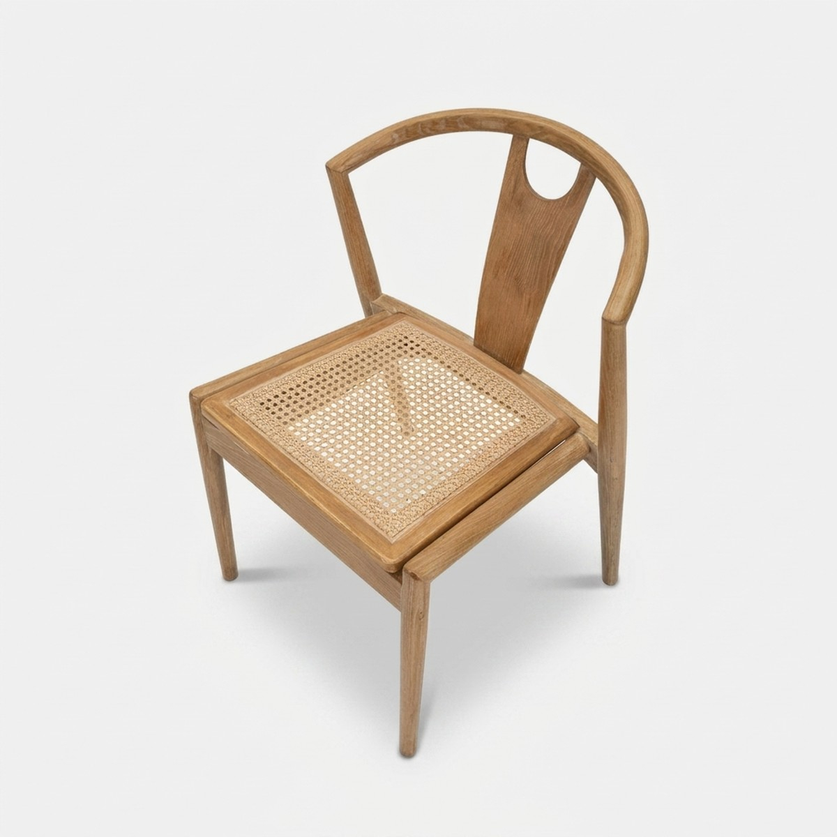 Set of 2 Wooden Dining Chairs with Woven Rattan Seat Japan — 4