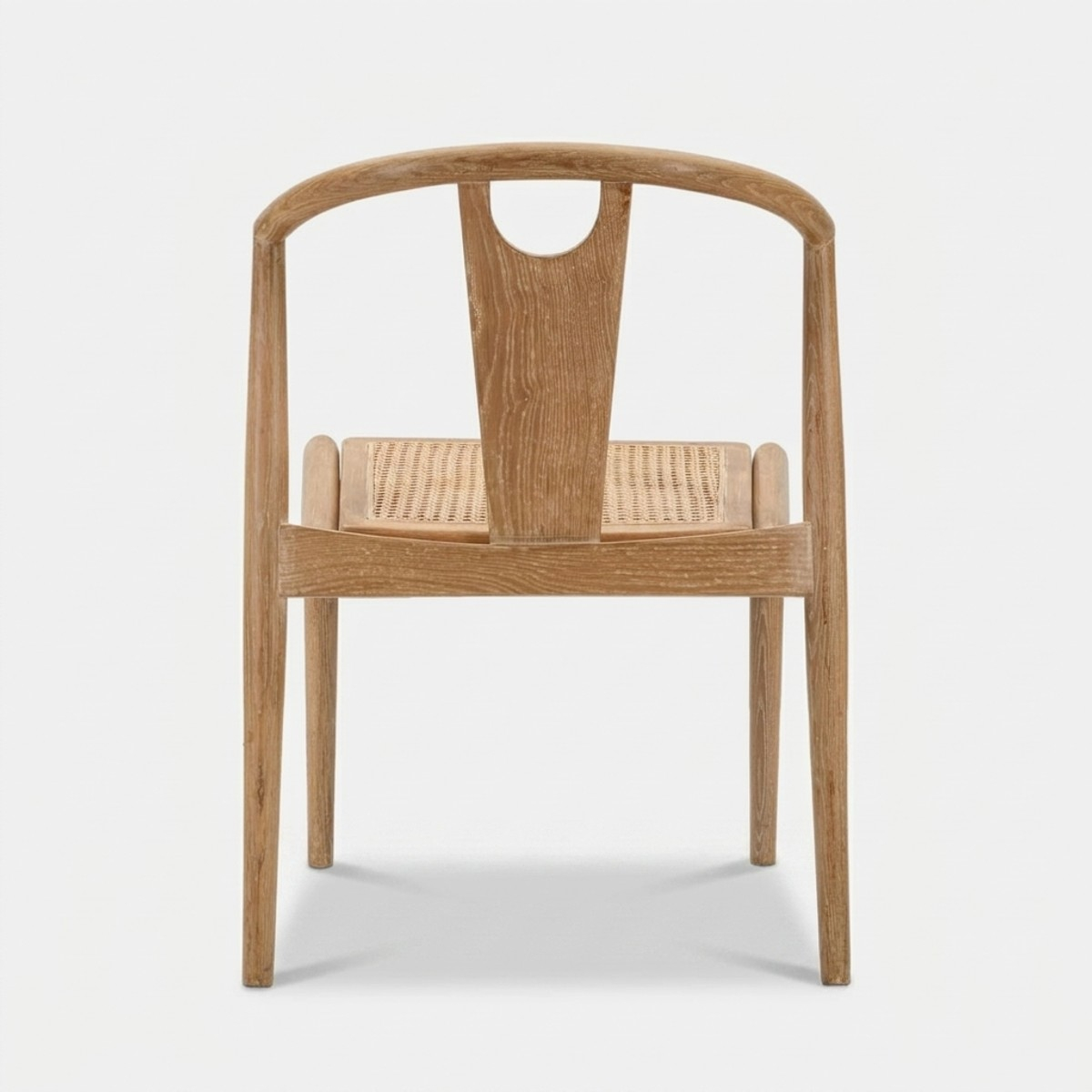 Set of 2 Wooden Dining Chairs with Woven Rattan Seat Japan — 7