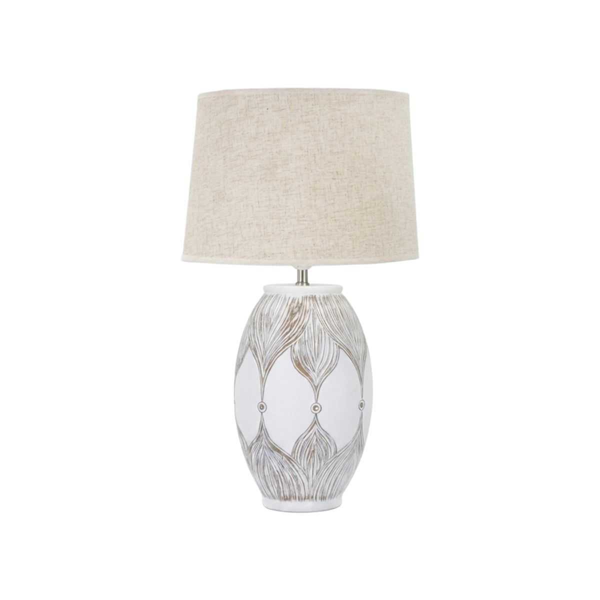 Atene Table Lamp with Oval Base and Fabric Shade — 1