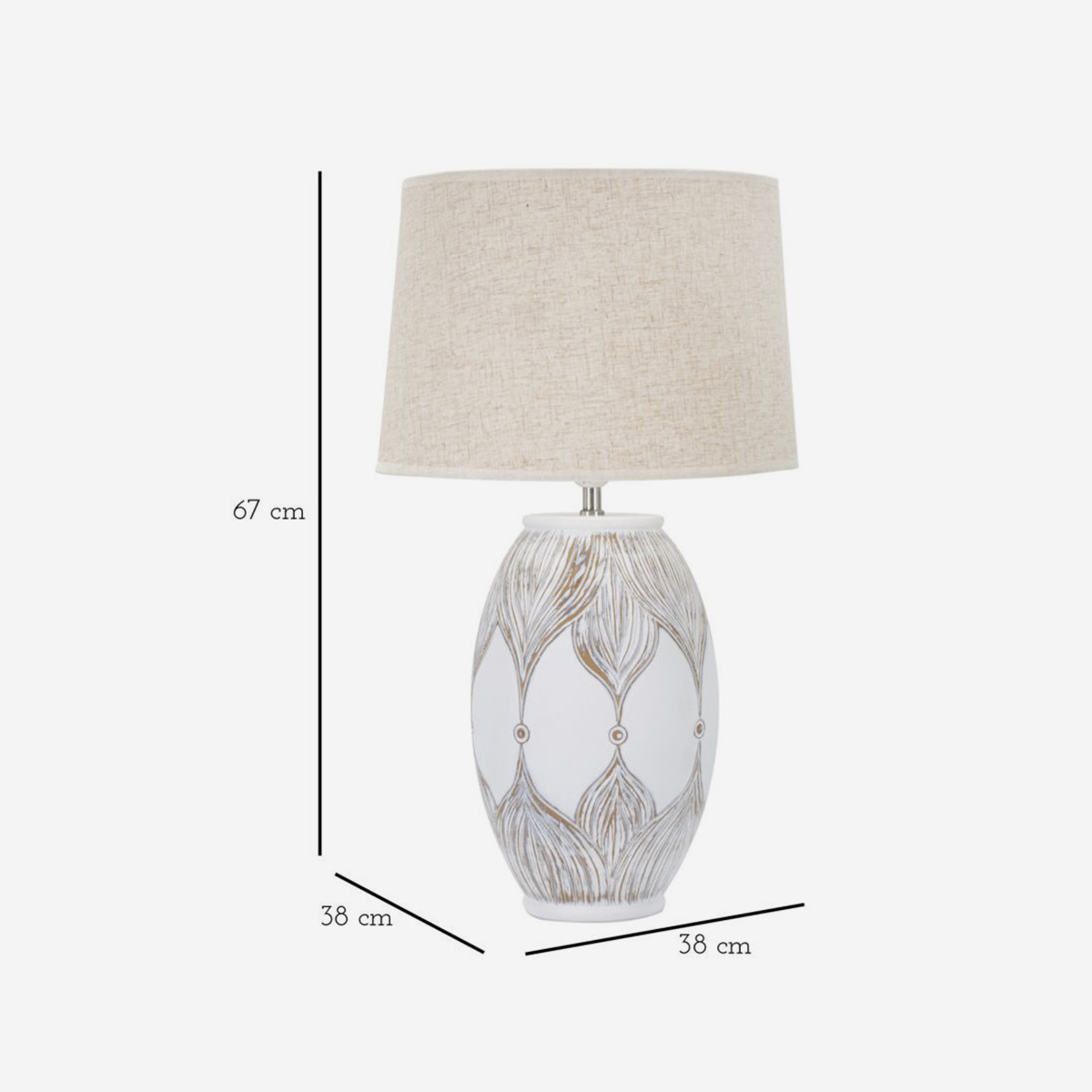 Atene Table Lamp with Oval Base and Fabric Shade — 3
