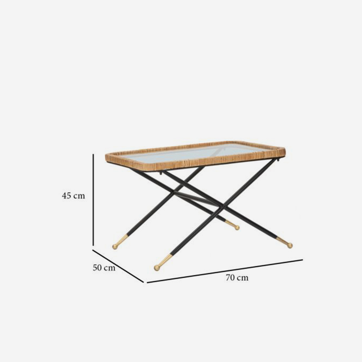 Saint Barth Rectangular Coffee Table in Glass and Rattan — 5