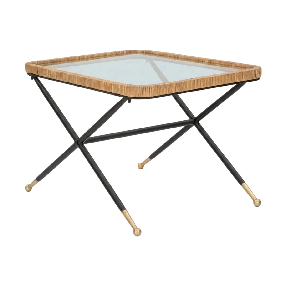 Saint Barth Rectangular Coffee Table in Glass and Rattan — 7