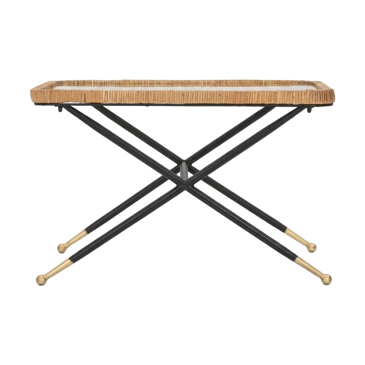 Saint Barth Rectangular Coffee Table in Glass and Rattan — 6
