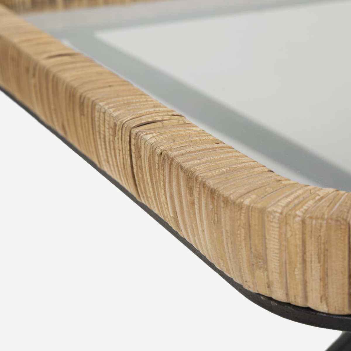 Saint Barth Rectangular Coffee Table in Glass and Rattan — 3