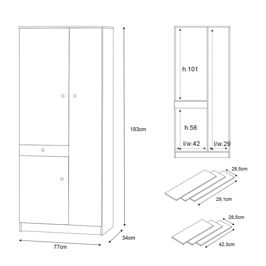 Wilton Multi-Purpose 3-Door Wardrobe with Drawer Sarmog — 4
