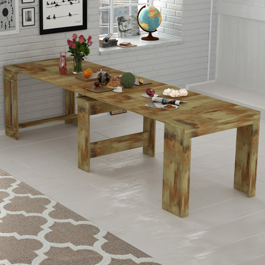 Extendable Console Dining Table in Wood 90x51-300cm Pratika Wood — 5