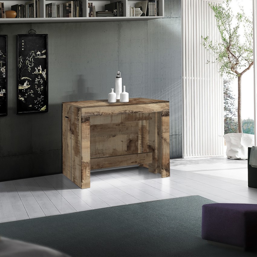 Extendable Console Dining Table in Wood 90x51-300cm Pratika Wood — 3
