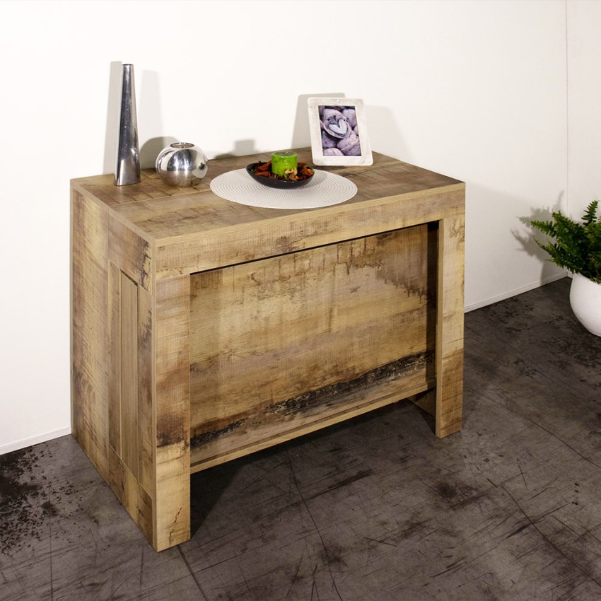 Extendable Console Dining Table in Wood 90x51-300cm Pratika Wood — 6