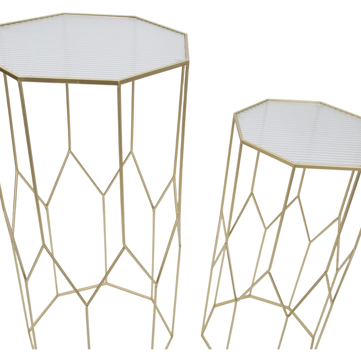 Set of 2 high side tables New Glass with metal frame and Vetro — 5