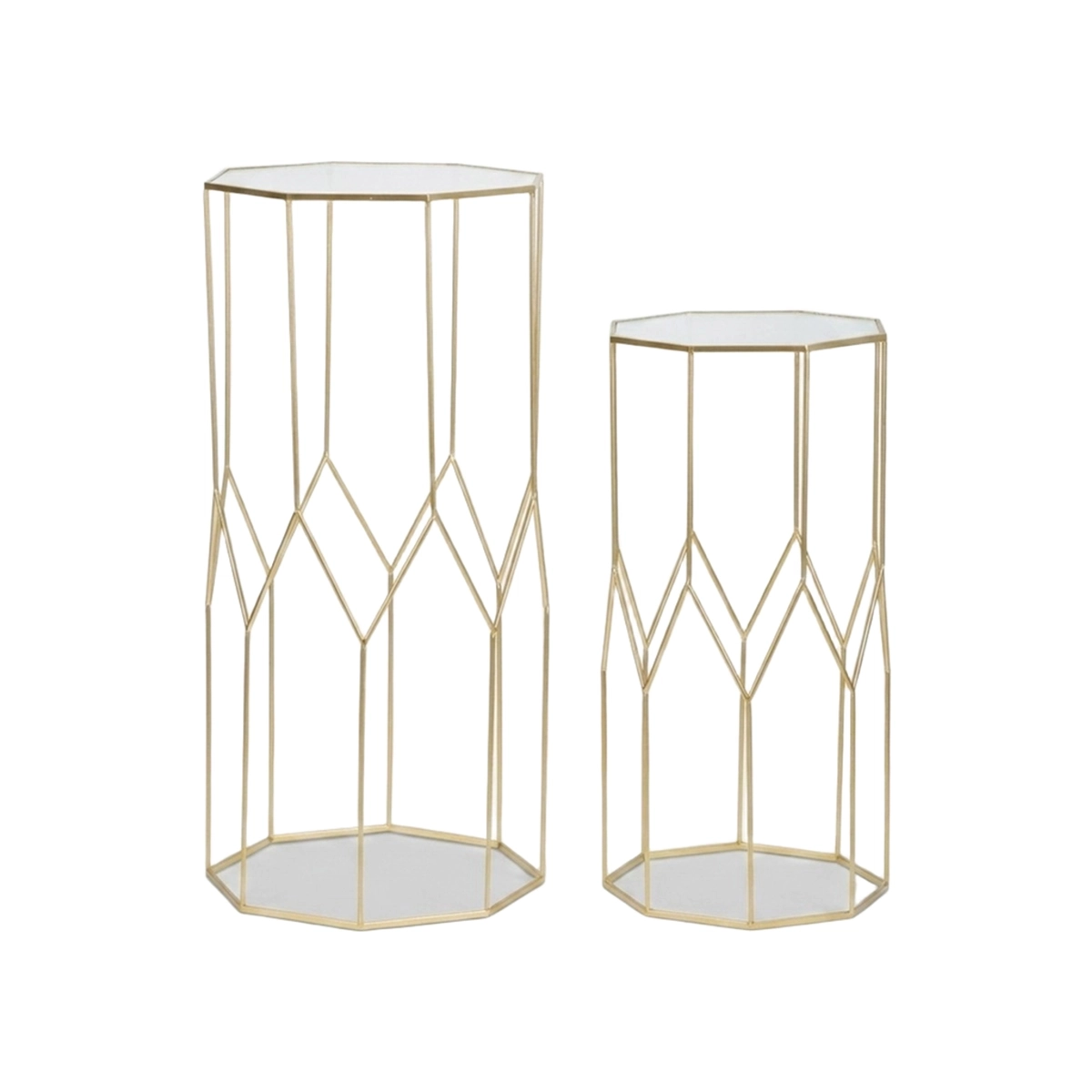 Set of 2 high side tables New Glass with metal frame and Vetro — 1